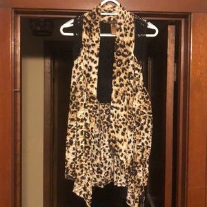 Leopard, Lace back layering vest
